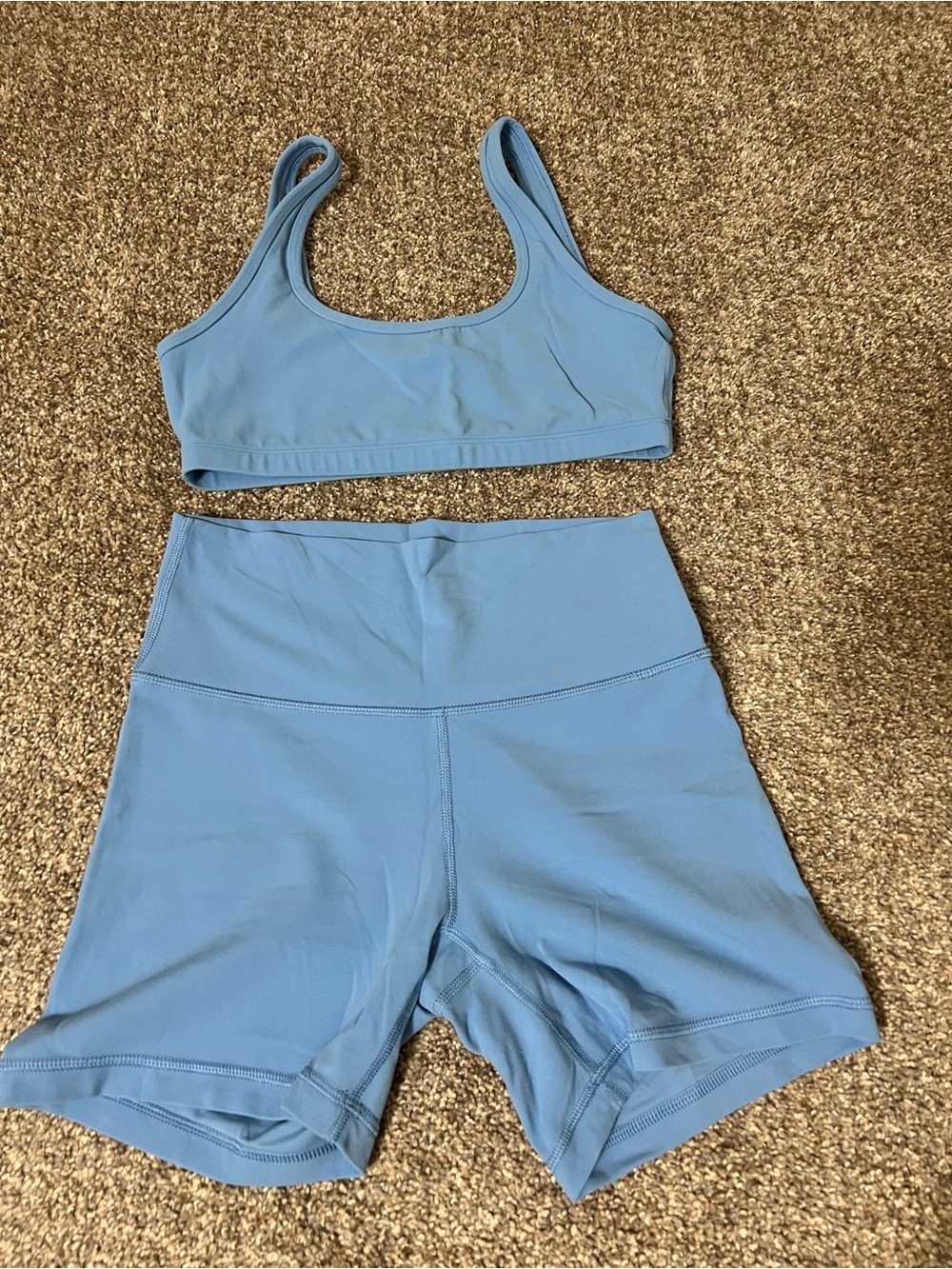 Aritzia Light Blue High-Waist Bike Shorts Set